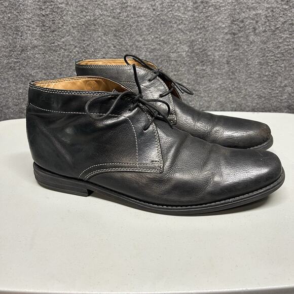 Clarks Other - Clarks Desert‎ Boot Lace Up Chukka Beeswax Leather Mens size 13 M Black Shoe